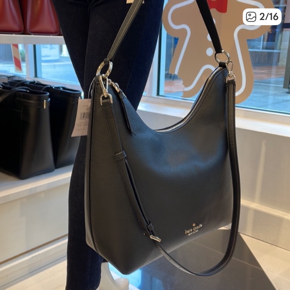Kate Spade Zippy Black Pebbled Leather Hobo Large bag. - Picture 2 of 14